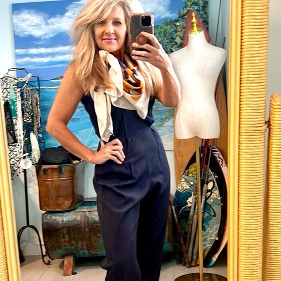 VTG Y2K Jumpsuit, Navy, Tapered Leg, Excellent Condition,Dress Up/Down,Size 8 - Picture 2 of 11